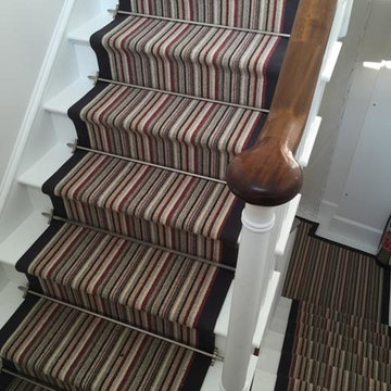 Striped Carpet to Stairs with Black Border in West London