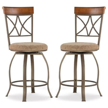 Home Square 24" Metal Swivel Counter Stool in Pewter - Set of 2