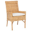 Clancy Rattan Accent Chair With Cushion Natural