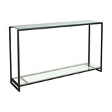 Federico Narrow Console Table, Clear Glass, Black Accent
