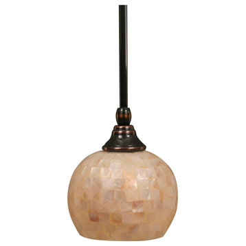 Stem 1-Light Pendant with Hang Straight Swivel, Black Copper/Mystic Seashell