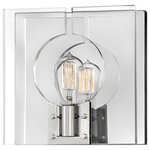Hinkley - Hinkley 41310PNI Ludlow - One Light Wall Sconce - Ludlow cleverly blends a penchant for industrial features with inspiration drawn from Palladian architecture. Designed around the light source, Ludlow plays with the simple geometry of circles and squares for an ultra-stylish composition. Ludlow is part of the Lisa McDennon Collection.  11 Year Finish/Lifetime on Electrical Wiring and ComponentsLudlow One Light Wall Sconce Polished Nickel Clear Acrylic Glass *UL Approved: YES *Energy Star Qualified: n/a  *ADA Certified: n/a  *Number of Lights: Lamp: 1-*Wattage:100w Medium Base bulb(s) *Bulb Included:No *Bulb Type:Medium Base *Finish Type:Polished Nickel