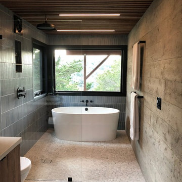 Board form tile bathroom