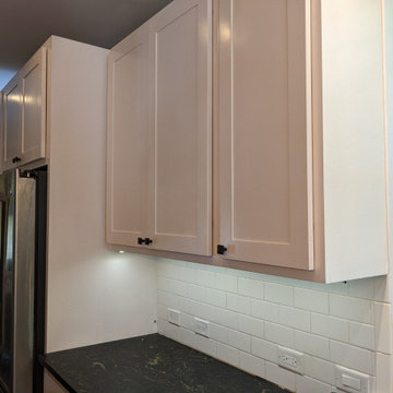 Spray Finished Kitchen Cabinets using Sherwin Williams Kem Aqua Lacquer