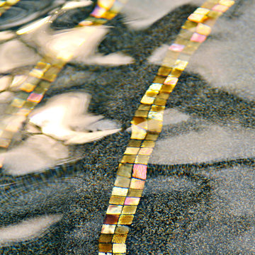 Pebble Plaster w/ Glass Tile Accents