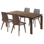 Armen Living - Treviso Mid-Century Walnut Wood 5-Piece Dining Set - The Armen Living Treviso and Archie dining set is a practical combination that is certain to provide an exceptional degree of comfort without compromising on aesthetic pleasure. The Treviso's solid wood construction and beautiful Walnut Veneer top finds a perfect partner in the grey Archie side chair's Walnut finish and unique curvature. The Archie's practical, yet comfortable design is built to provide excellent lumbar support, making it ideal for long evenings with loved ones. The Treviso/Archie combination is ideal for the dining room, but presents a versatile appearance that makes it fit well in just about any room of the house. The Treviso/Archie set comes with 1 table and 4 dining chairs.