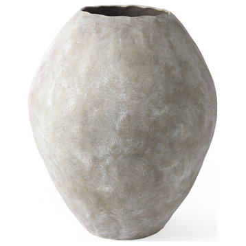 Kyros Natural Wash 28" Earthy Ceramic Oval Vase