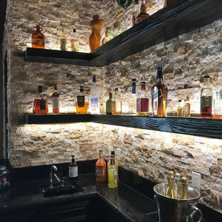 75 Beautiful Concrete Floor Home Bar With Black Countertops