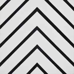 Moroccan Mosaic and Tile House - Amlil Handmade Cement Tile, White/Black, Sample - Wall And Floor Tile
