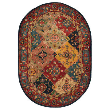 Safavieh Heritage Hg926A Red, Multi Area Rug, 4'x6' Oval