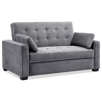 Bowery Hill Convertible Queen Sofa in Gray