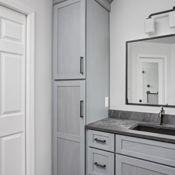 Modern Primary Bathroom Remodel | Walk-In Shower & Black Stainless Fixtures
