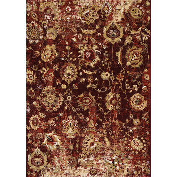 Claremont Collection Red Beige Floral Rug, 7'10"x10'10"
