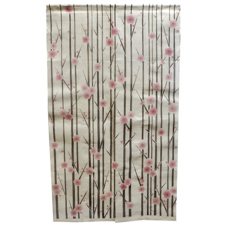 Vertical Cherry Blossom Linen Noren Curtain