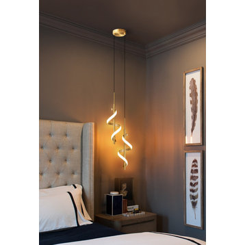 MIRODEMI® Tovo San Giacomo | Ribbon Design Chandelier for Bedroom, Gold, B, Warm Light