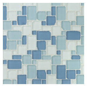 Matchstix Random Sized Glass Mosaic Tile Black Blue Contemporary Mosaic Tile By Ivy Hill Tile