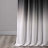 Ombre Faux Linen Semi Sheer Single Panel Curtain, Black, 50W x 108L