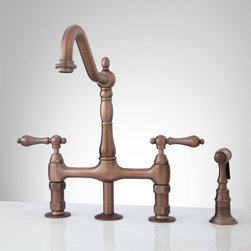 BELLEVUE BRIDGE KITCHEN FAUCET WITH BRASS SPRAYER - LEVER HANDLES - Kitchen Faucets