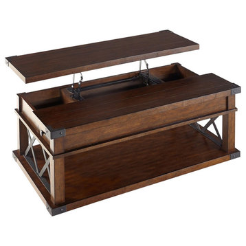 Progressive Furniture Landmark Wood Castered Lift Top Coffee Table Walnut Brown