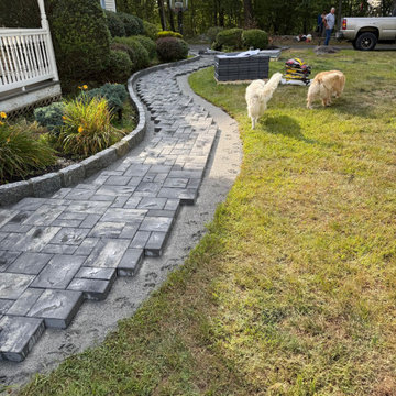Stone Patio with Belgium Block Edging
