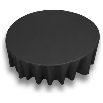 70'' Round, Vinyl Tablecloth with Polyester Flannel Backing in Black