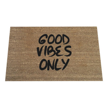 Hand Painted "Good Vibes Only" Welcome Mat, Black Soul
