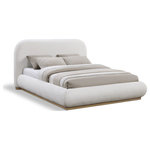 Meridian Furniture - Vaughn Bed, Cream, Queen, Chenille Fabric, Natural Finish - Transform your bedroom into a cozy and inviting retreat with the Vaughn Queen Bed. With its rich cream chenille textured fabric and solid wood base in a natural finish, this bed exudes a warm and inviting ambiance that will make you feel right at home. Its soft and plush surface provides a cozy and comfortable retreat, while its sturdy and durable construction ensures that you can enjoy long-lasting comfort. So go ahead, treat yourself to a restful night's sleep in this exquisite bed, and wake up feeling refreshed and rejuvenated.