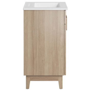 Modway Miles 24" Wood Bathroom Vanity with Tapered Legs in White/Oak