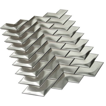 Odyssey Stainless Steel 3D Herringbone Mosaic, 11"x11", Set of 30