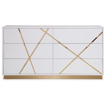 Modrest Nixa Modern Wide White and Gold Dresser