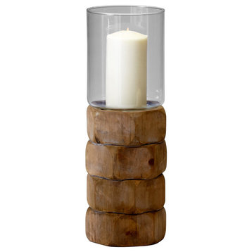 Cyan Design Large Hex Nut Candleholder, Natural Wood