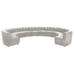 Meridian Furniture - Limitless Velvet Upholstered 12-Piece Modular Sectional, Cream - Invest in your home's comfort with this Limitless 12 Piece Sectional. This modular unit offers tons of flexibility in the number of ways that you can put each piece in the Limitless collection together to get the ideal customized look. Upholstered in cream velvet, this beautiful piece is soft and cool to the touch, so you can feel comfortable from every angle. Button and channel tufting add to this unit's upscale look and contemporary charm.