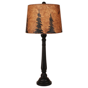 Round Kodiak Buffet Lamp With Pine Tree Shade