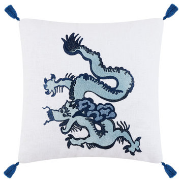Dragon Rose Embroidered WithTassel Pillow