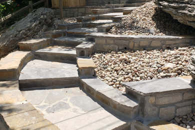 Patio - mid-sized courtyard stone patio idea in Kansas City