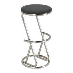 30in Barstool with Black Seat and Stainless Accents - Bar Stools And Counter Stools