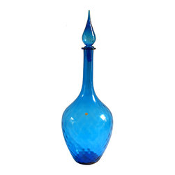QUILTED OPTIC PATTERN ITALIAN GENIE BOTTLE DECANTER IN BLUE - Vases
