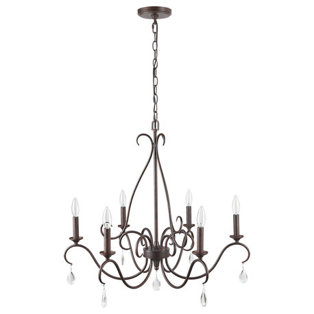 LNC 6-Light Chandeliers French Country Crystal Waterdrop Adjustable Light