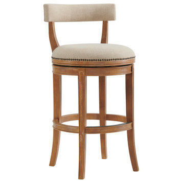 Hanover Swivel Bar Stool, Set of 2, Weathered Brown and Beige, Bar Height