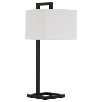 Grayson 26 Tall Table Lamp with Fabric Shade in Blackened Bronze/White