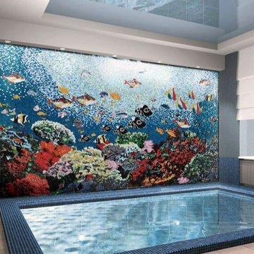 Aquatic Ocean Scene Glass Mosaic Pool Tiles I Mozaico