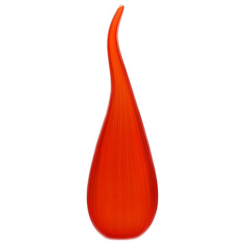 Murano Glass Stripe Vase, Orange