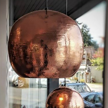 Copper Globe Pendant Light in Polished Copper, Large