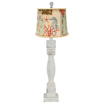 Rustic White Tropical Beauty of the Sea Table Lamp