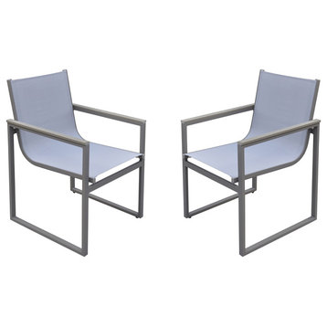 Bistro Outdoor Patio Dining Chairs, Set of 2, Gray