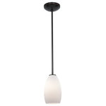 Access Lighting - Champagne Glass Rod Pendant- 28012-R, Champagne 1 Light Rod Pendant, Oil Rubbed Bronze/Opal Glass, 5"x5"x9", Incandescent - 1 x 100w Incandescent E-26 Base Bulb (Bulb not included)