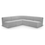 Meridian Furniture - Ollie Black Boucle Fabric L-Shaped Modular Sectional, Grey, 5-Piece: 4 Armless Chair, 1 Corner Chair - Meet the epitome of style and functionality with this Ollie boucle fabric living room sectional, part of the Ollie modular collection. A contemporary marvel, this sectional features chic and inviting rich grey boucle fabric upholstery, giving it a sumptuous texture that oozes elegance and luxury. Curved corners add to the visual look of the sectional while maximizing seating comfort while lounging, reading, or entertaining. Pair it with other items in the Ollie collection easily, thanks to an attachment latch underneath.