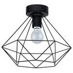 Eglo - Tarbes 1 Light Ceiling Light Matte Black Matte Black - A faceted, matte black cage shade gives the Tarbes ceiling Light by Eglo its modern industrial vibe. This ceiling light would perfectly showcase an Edison style bulb. It requires one 100-watt bulb (not included).