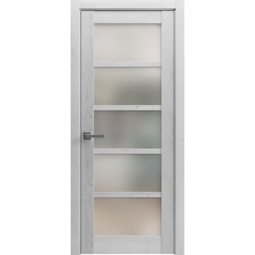 Solid French Door 36 x 84 | Quadro 4002 Nordic White | Frosted Glass