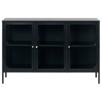Metal & Glass Sideboard, 3-Section